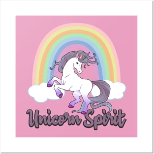 Unicorn Spirit Animal With Rainbow Posters and Art